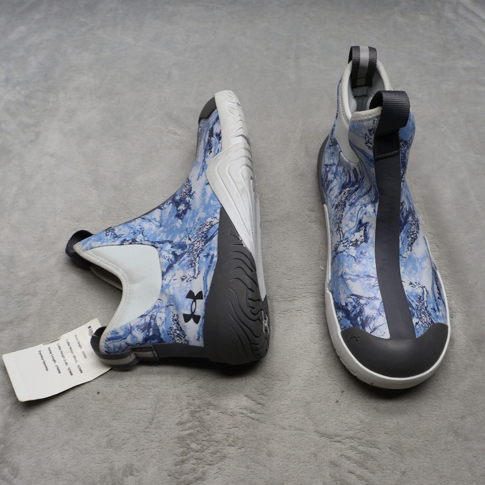 Under Armour Men 9D Deck Boots Blue Camo Charged Shoreman Waterproof Fishing NEW